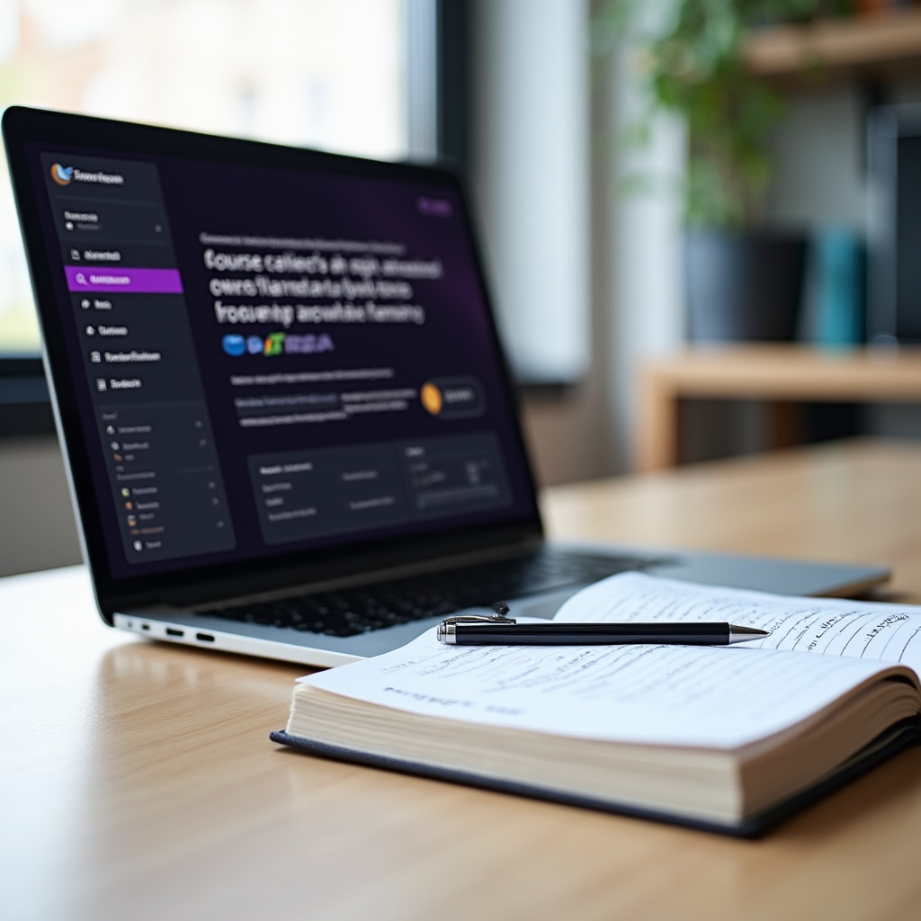 Close-up of real estate investment course materials displayed on a modern laptop with diagrams and regulatory text