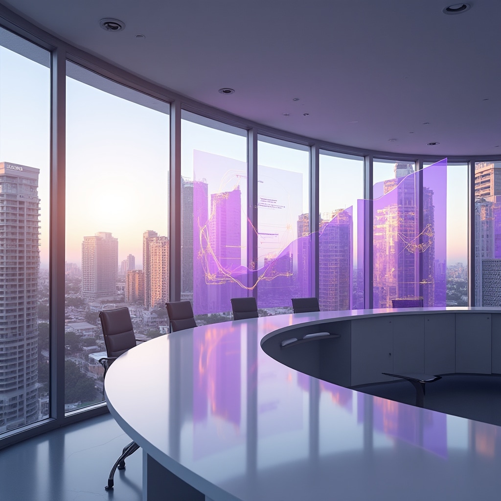 Real estate investment education concept with modern architecture and digital charts